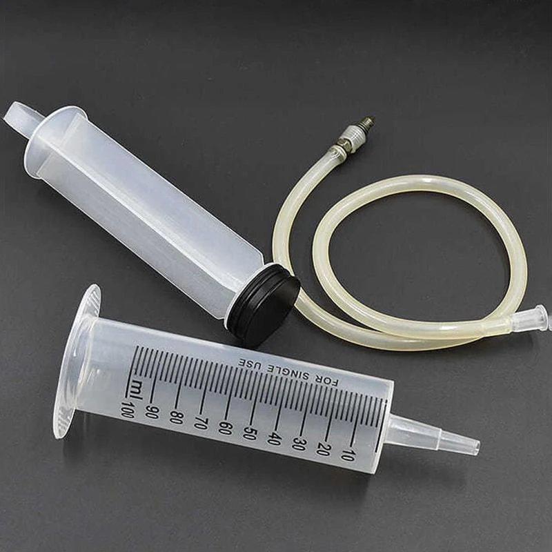 One Set 100ML Motorcycle Disc Brake Hose Air Bleeding Tool Hydraulic Fluid Brake Pump Caliper Repair Vacuum Injector Repair Tool