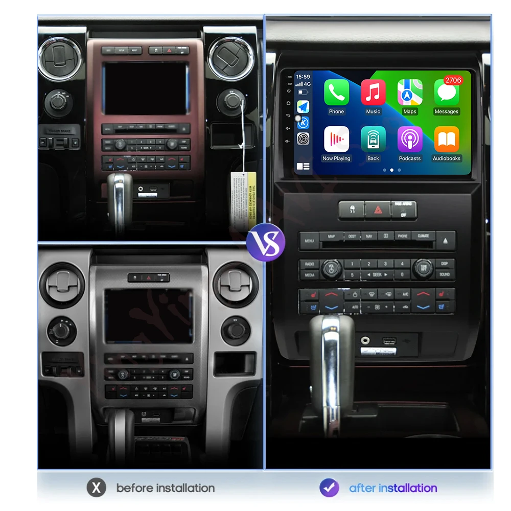 لفورد F150 P415 رابتور في 2008-2014 راديو فيديو للسيارة مشغل وسائط متعددة نظام تحديد المواقع والملاحة مروحة التبريد بلوتوث 4G