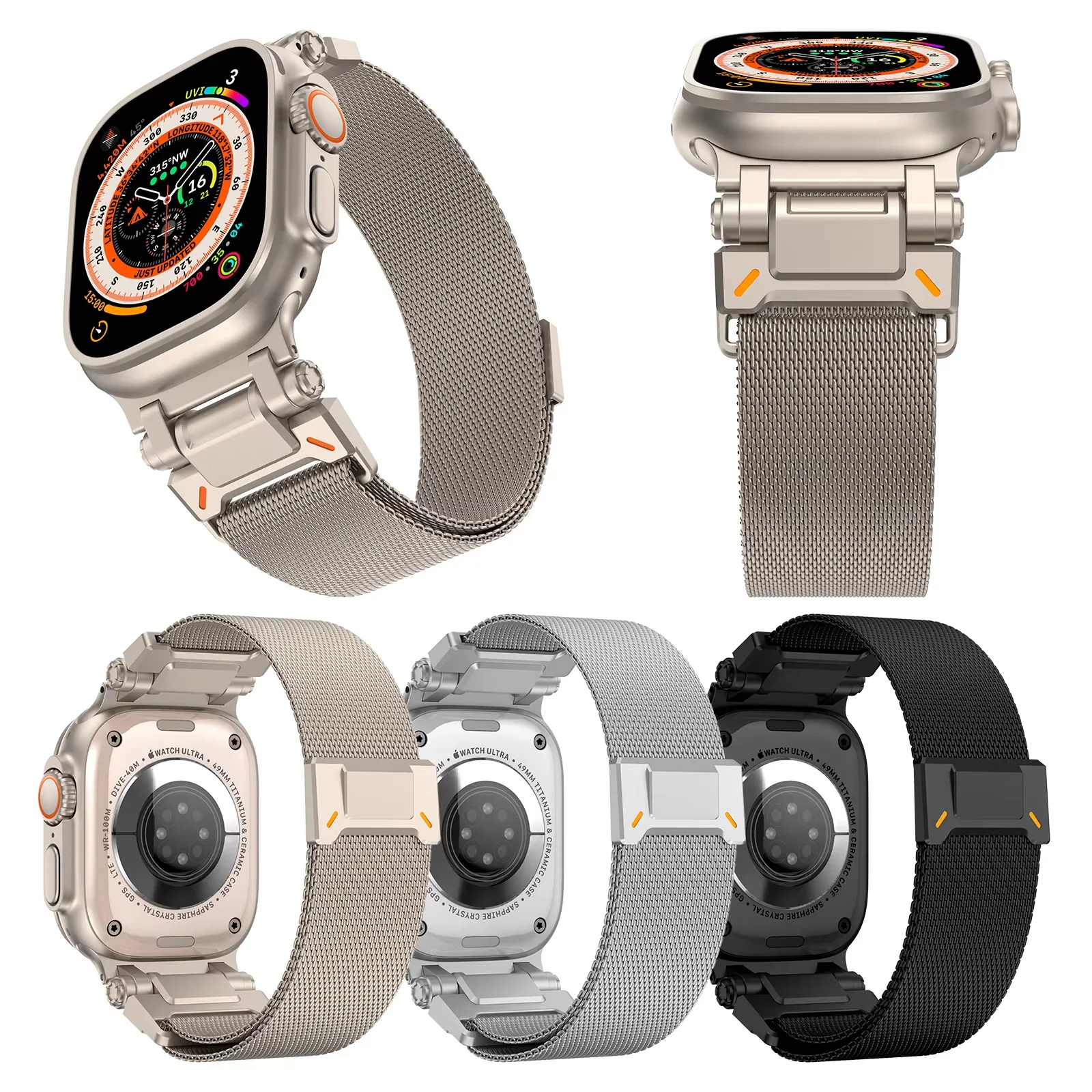 Magnetisches Milanese-Armband für Apple Watch Ultra 2 3 49mm, Armband für Apple Watch Serie 11 10 46mm SE3 9 8 45MM 44MM 42MM