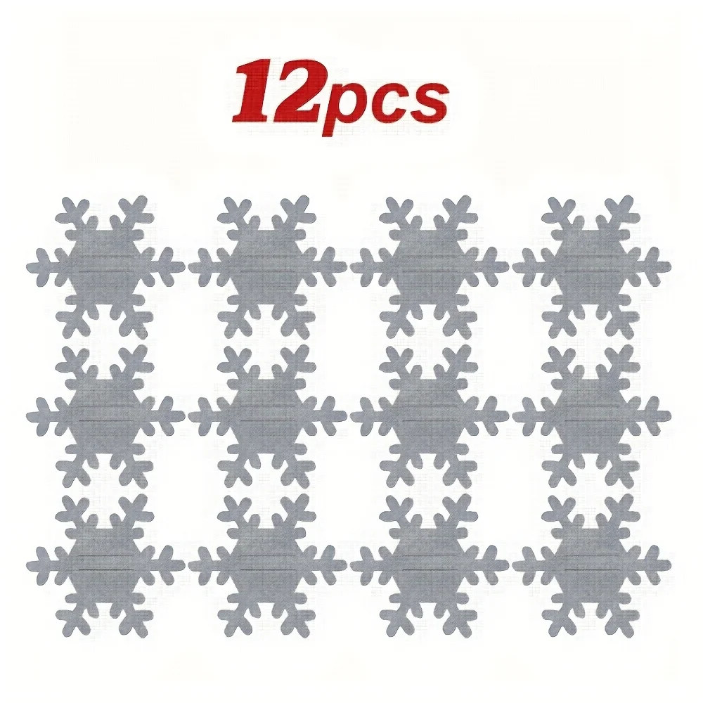 12 Filz-Schneeflocken für Weihnachten, Weihnachtsbesteckbeutel, Weihnachtsbesteckhalter, perfekt zum Dekorieren Ihres Partytisches