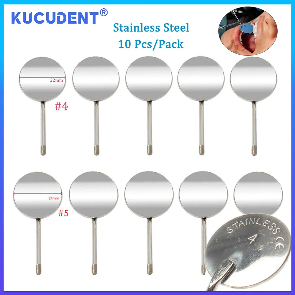 KUCUDENT 10 Pcs Dental Mouth Mirror Stainless Steel Intraoral Reflector Head Oral Checking Mirrors 20mm 22mm Orthodontic Exam