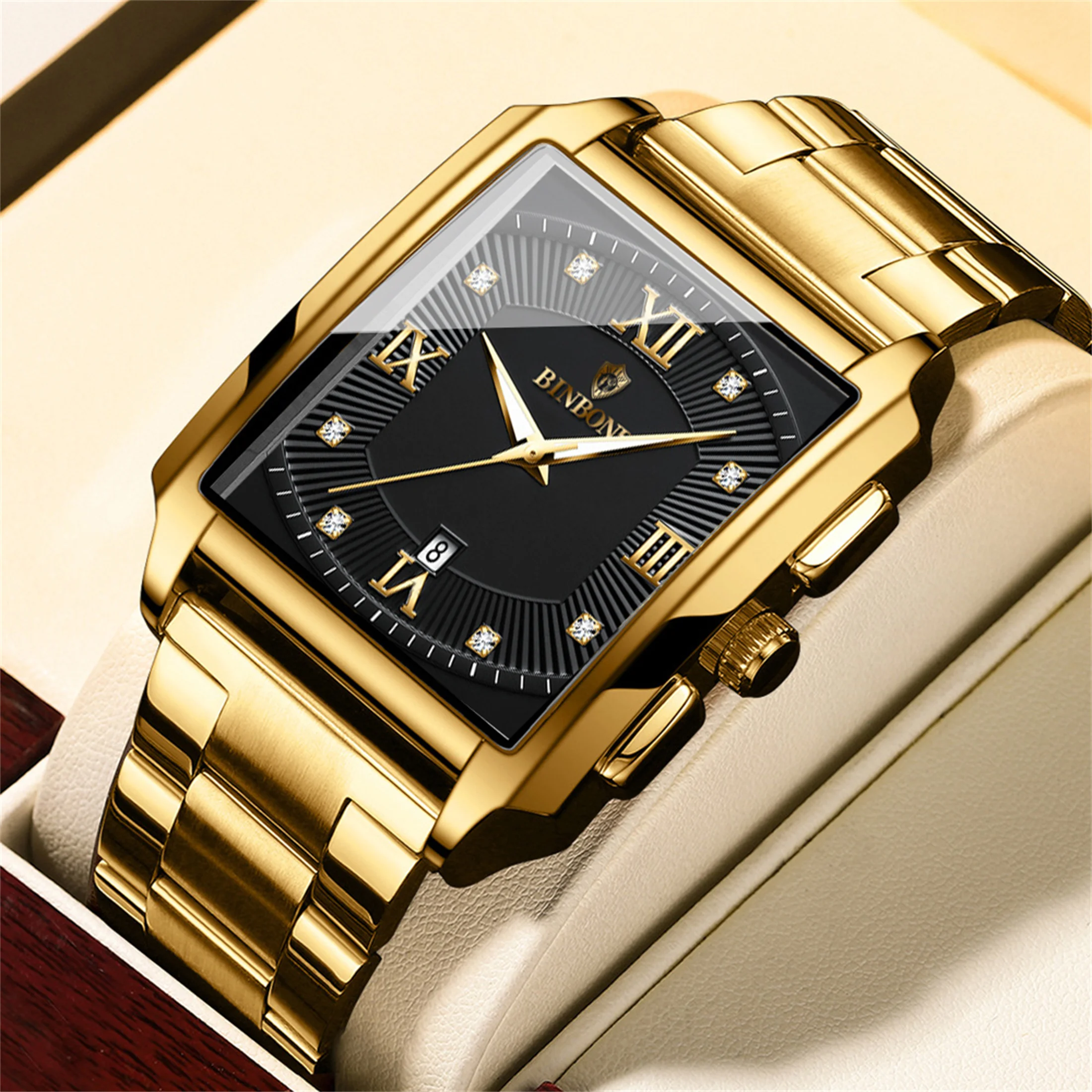 

Часы мужские деловые, водонепроницаемые кварцевые с календарем и датой, браслет из нержавеющей стали, подарок, 30 м