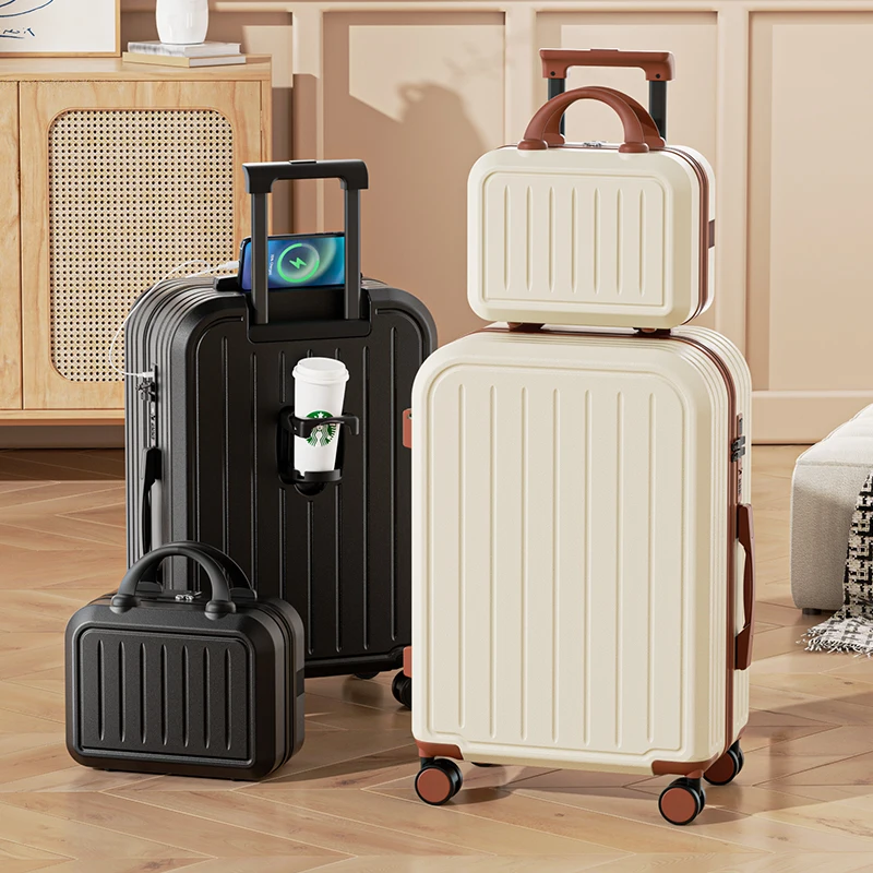 Luggage 20 22 24 26 28 Inches Large Capacity Trolley Suitcase With Cup Holder Roller Suitcase Travel Business Trip Suitcase