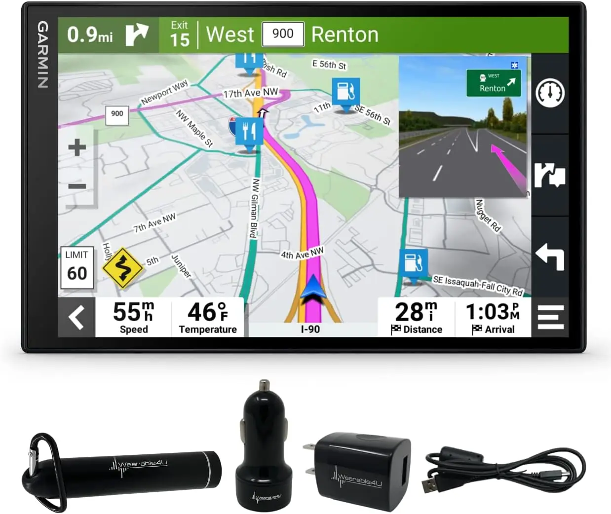 

Wearable4U - Garmin DriveSmart 86, 8-inch Car GPS Navigator with Bright, Crisp High-Res Maps and Voice Assist with Power