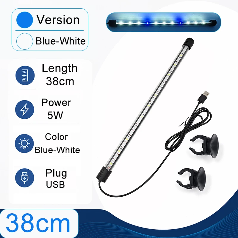 18-58cm USB Vollspektrum Aquarium LED-Lichtleiste Wasserdichte Tauchbare Fischbeckenlampe Unterwasser-Pflanzenwachstumsbeleuchtung – Detail 14