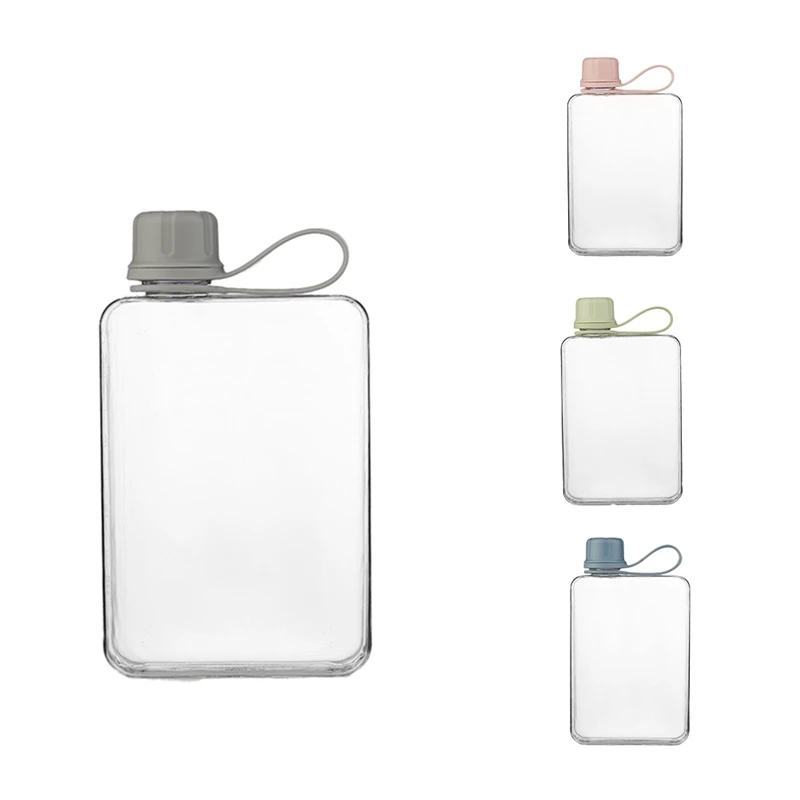 Square Water Bottle 500Ml Portable Flat Drink Cups Slim Cold Flask Sports Water Bottle Summer Water Flask For Hiking