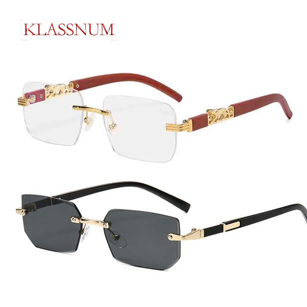 Small Rectangle Rimless Sunglasses Men 2025 Luxury Brand  display picture 1