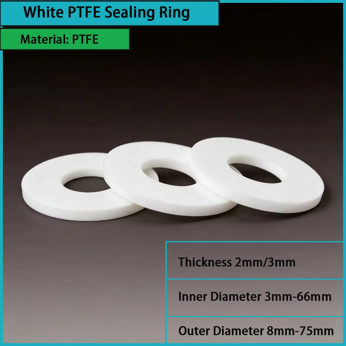 2mm/3mm thick white PTFE sealing ring is used in chemical, valve, hydraulic, food, medical, etc