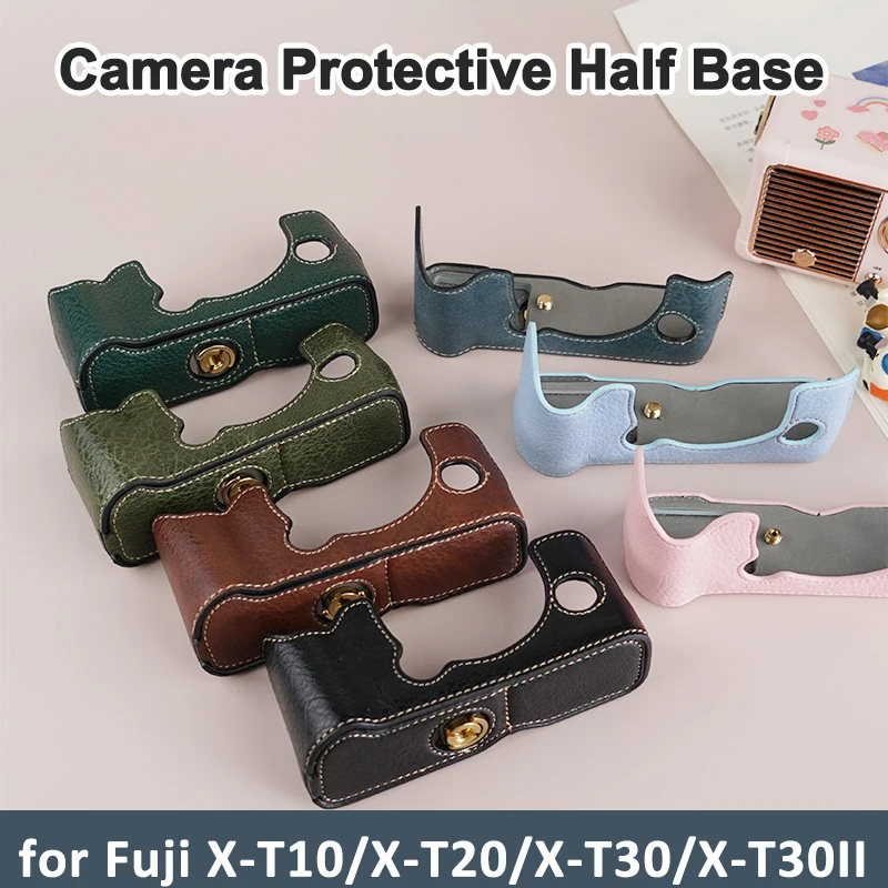 

Half Case Camera Protective Case Leather Retro Fashion Litchi grain design for Fuji Camera Body Cover X-T10/X-T20/X-T30/X-T30II