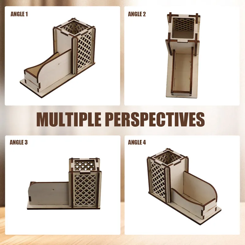 Wood Business Card Holder With Pen Slot Business Card Stand For Desk Wooden Display Office Tabletop