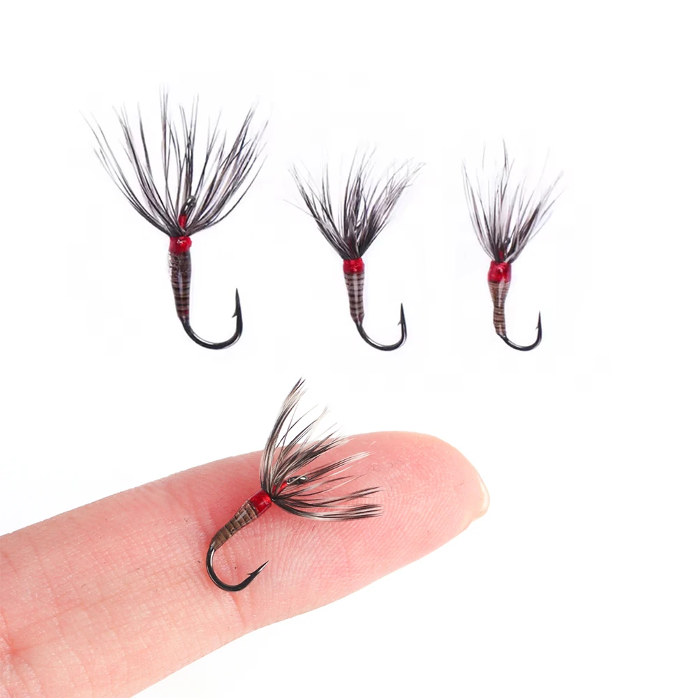 6PCS 14 # 16 # 18 #   Tenkara Flies Kebari Reverse Hackle Dry Fly Barbed Hook Salmon Steelhead Trout Fly Fishing Lure Bait