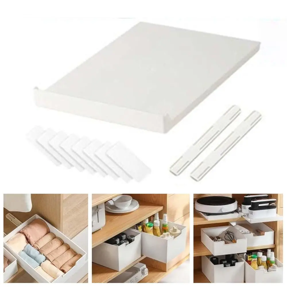 Durable Pull Out Cabinet Drawer Organizer Slide Out Plastic Storage Shelves Space Saving Storage Rack