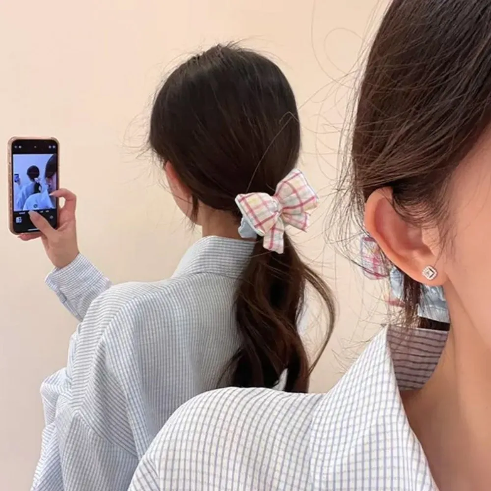 

Аксессуар для волос, милый стиль для девочек, веревки для волос в горошек, клетчатый бант, хвост, головной убор, повязка для волос с допамином для девочек и женщин