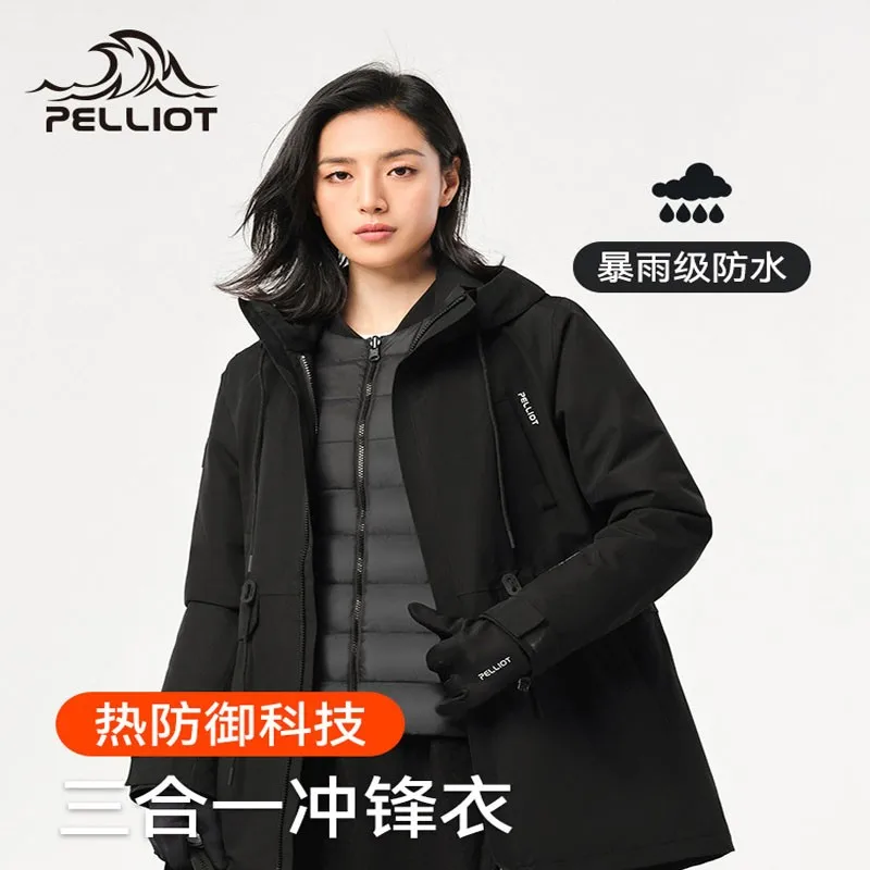 

PELLIOT Charge Jacket, Women's Three In One Detachable Windproof, Waterproof, Autumn And Winter New Travel Warm Windbreaker