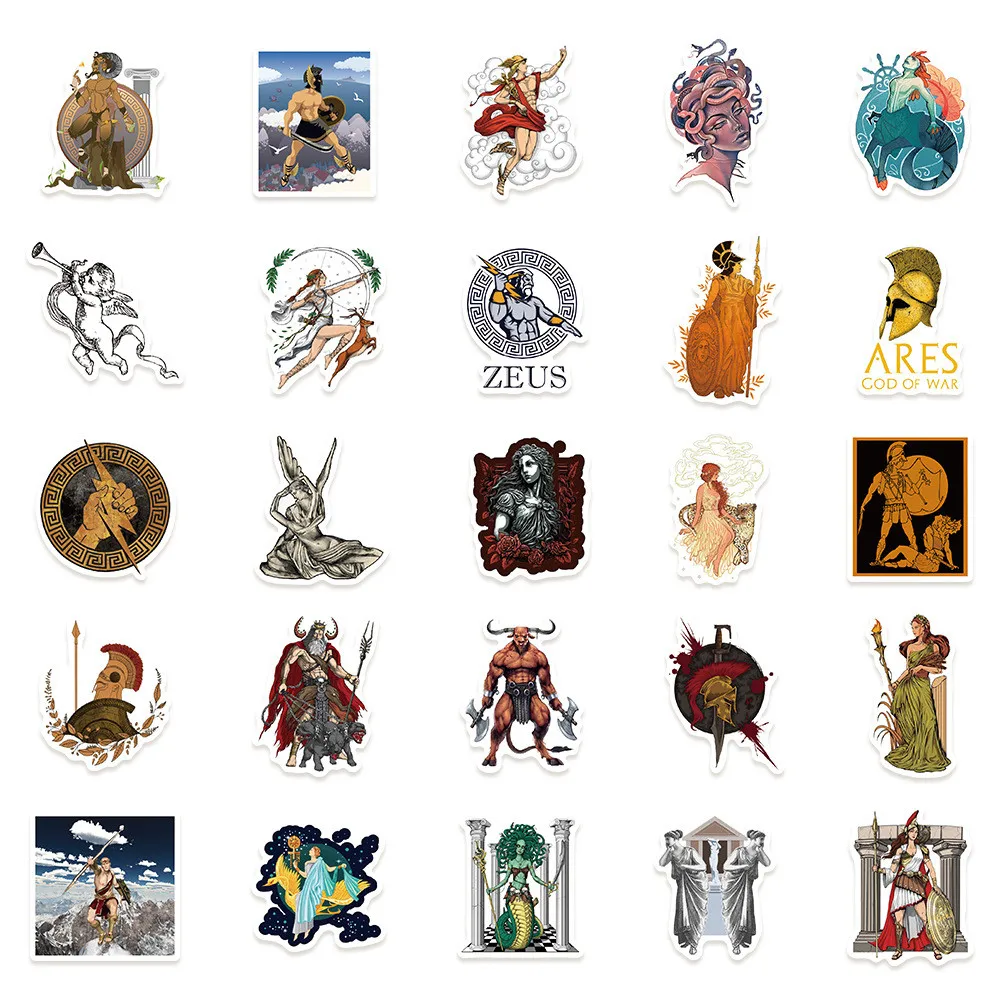 50 Stück griechische Mythologie-Ästhetik-Aufkleber – Dekor für Laptops und Notizbücher, AnimeWorlds Store