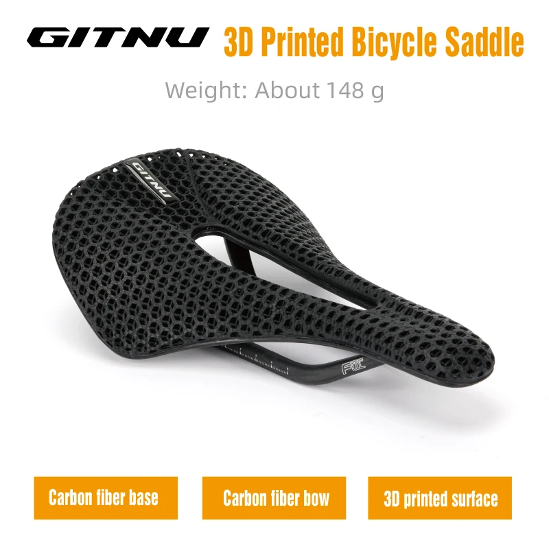 

GITNU NEW 3D Printed Bicycle Saddle Ultralight Carbon EVA 235x143mm Bike Seating Part MTB Gravel Road Bike Seat Cycling Cushion