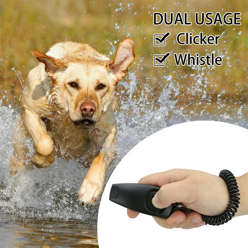 Dog Pet Puppy Cat Training Clicker Whistle Click Trainer Obedience Black Pet Supllies for Dogs Training