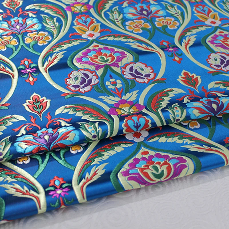 

100*70cm Vintage Fabric Chinese Style Jacquard Satin Fabric For Sewing Kimono Cheongsam Gown Bag Stage Party Garment Fabric