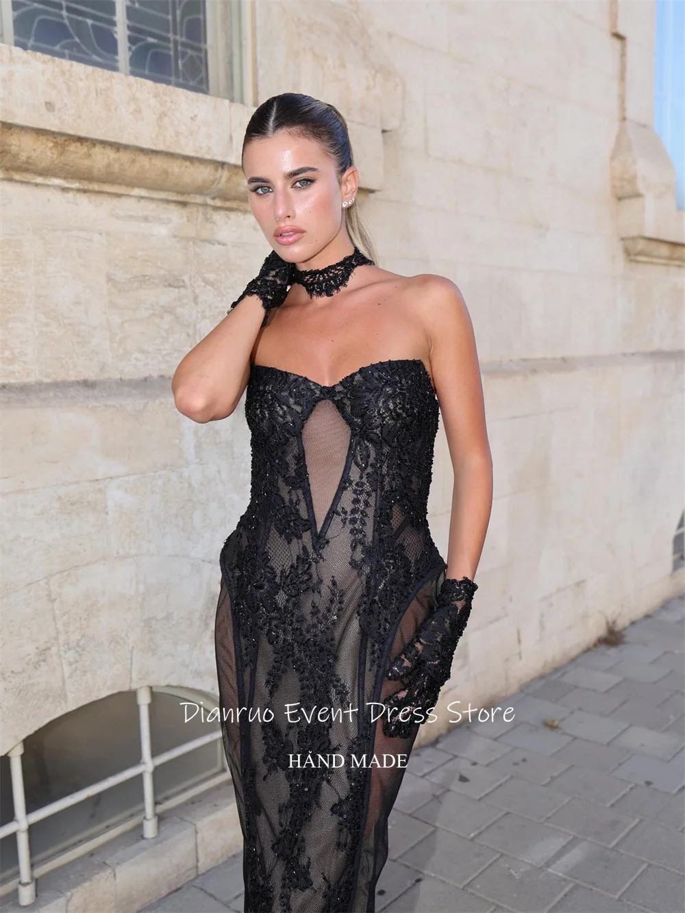 Dianruo Прозрачные вечерние платья русалки с блестящими кружевными аппликациями Vestidos De Novia Sweetheart Сексуальные платья для ong Customized