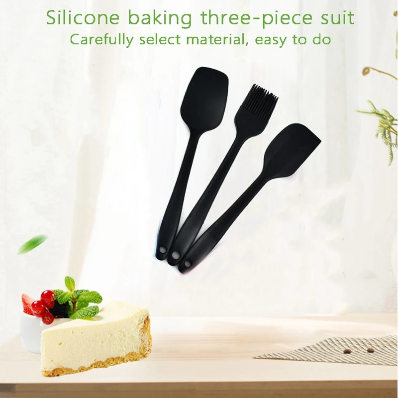 Espátula de silicone conjunto de 3 peças espátula de bolo escova de óleo conjunto de utensílios de cozinha de silicone espátula de bolo escova de óleo conjunto de ferramentas de cozimento