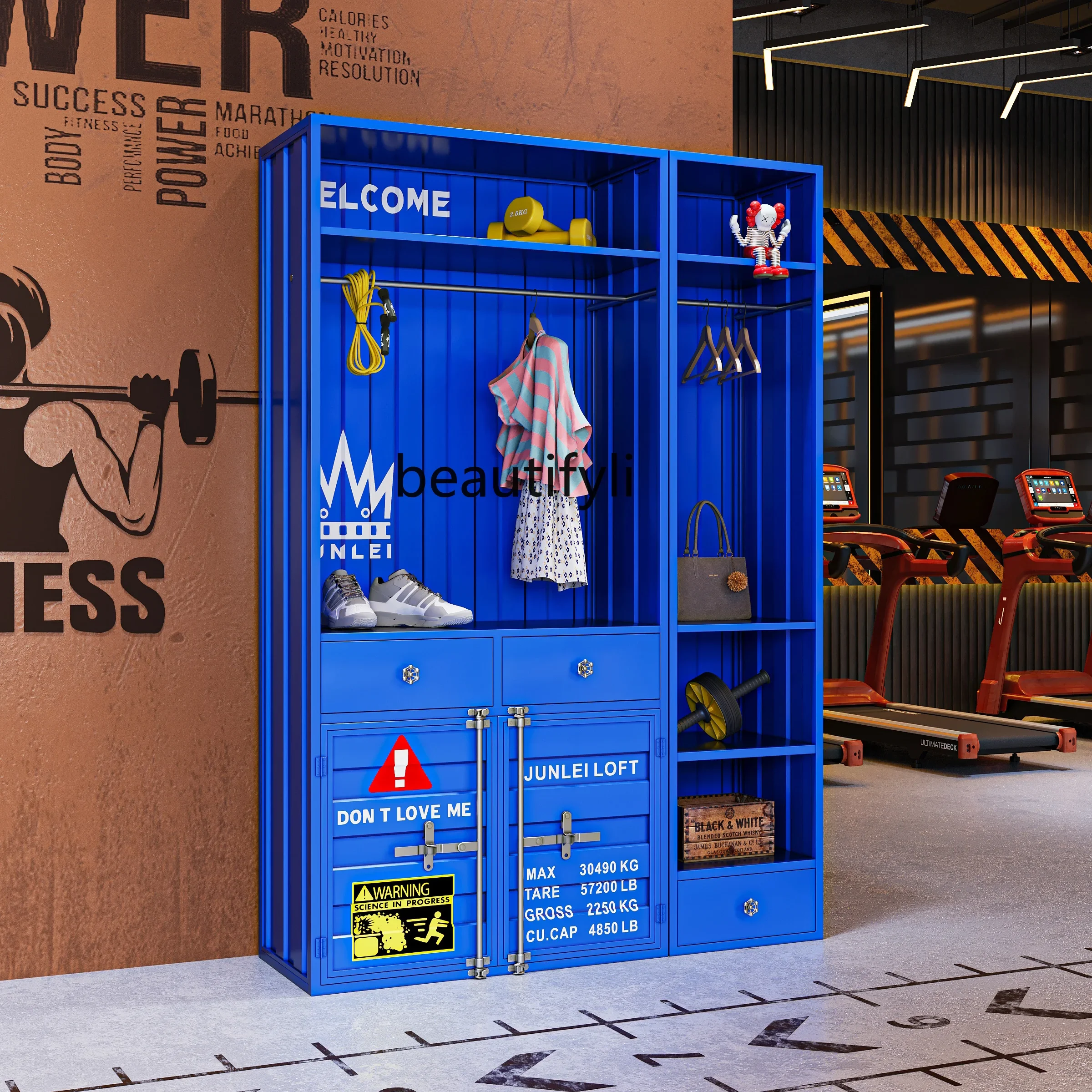 Industrial style clothing store gym retro storage locker container lockerHY