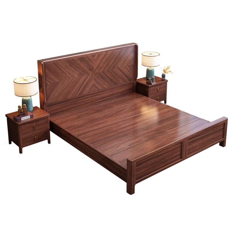 Solid wood bed 1.8 meters double bed Song's aesthetic + bed air pressure high box storage bed 1.5 meters