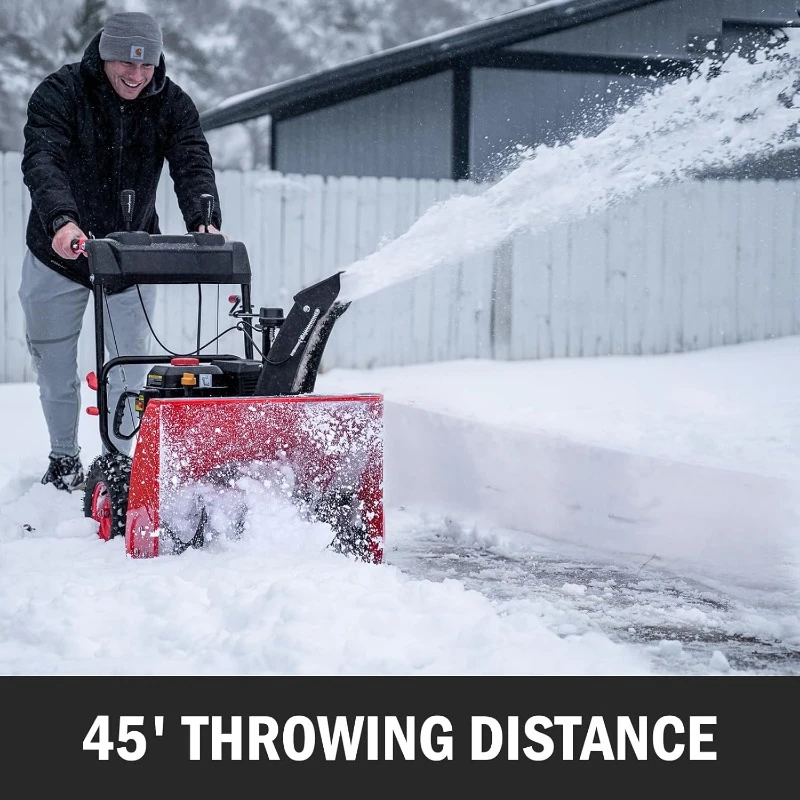 Gas Snow Blower 24-Inch 2-Stage Self-Propelled 212cc Engine Gas Powered with Electric Start, LED Light，home.