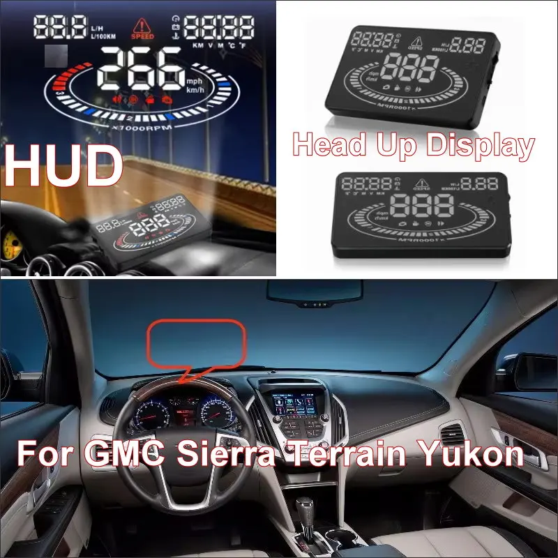 

Car Headup HUD Head Up Display For GMC Sierra Terrain Yukon 2005-2024 Auto Windshield Projector Accessories