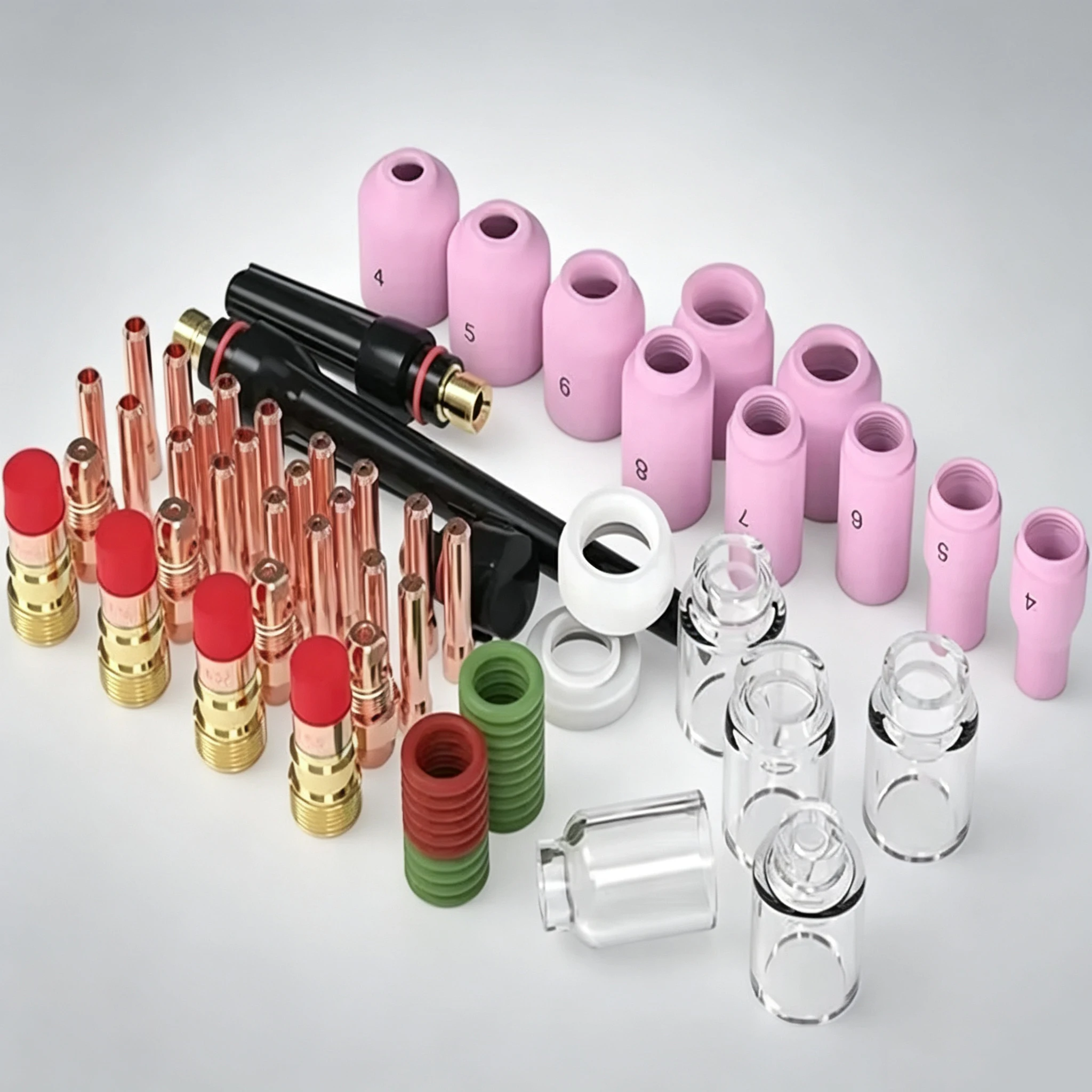 68Pcs TIG Welding Torch Consumables Kit, Gas Lens, Pyrex Cup, Collet Body, Collet Nozzle Accessories Set Fit WP-17 WP-18 WP-26 T