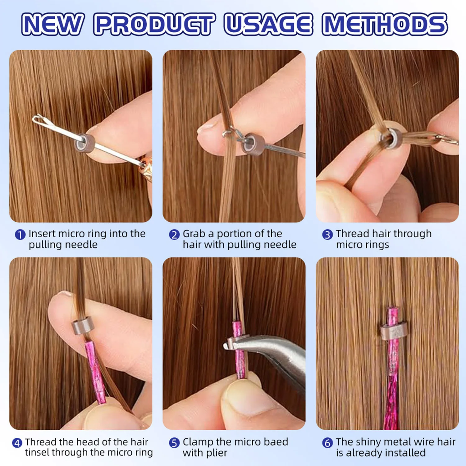 50pcs Synthetic I Tip Tinsel Hair Extensions Glitter Tinsel Hair Fairy Hairpieces Party Dazzle Hair Accessories For Women Girls image 5