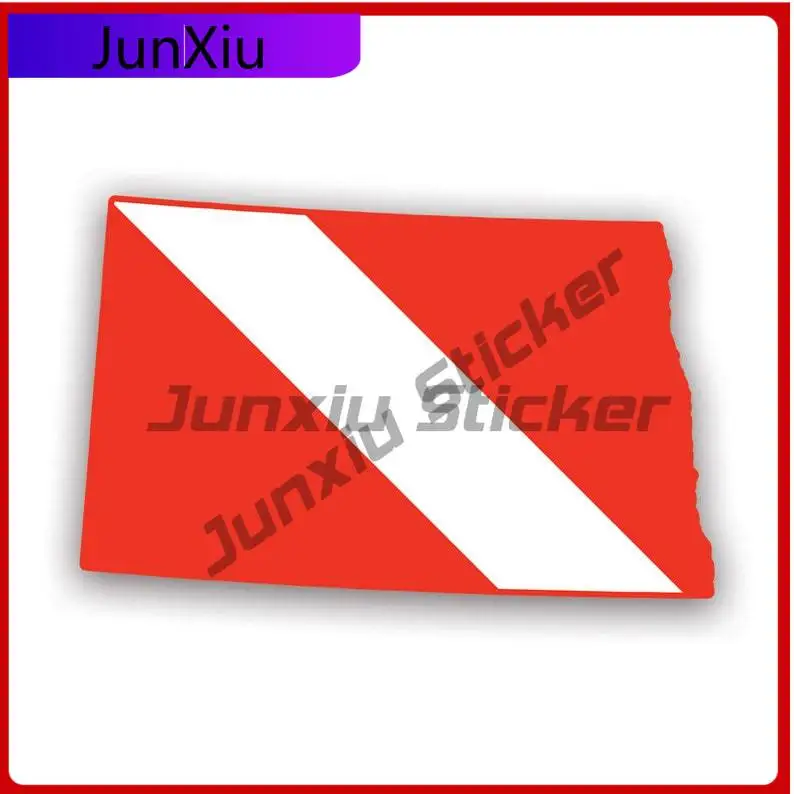 

North Dakota State Shaped Diver Down Flag Sticker Uv Protected Scuba Flag Diving Dive Nd Car Sticker Vinyl Decal Waterproof