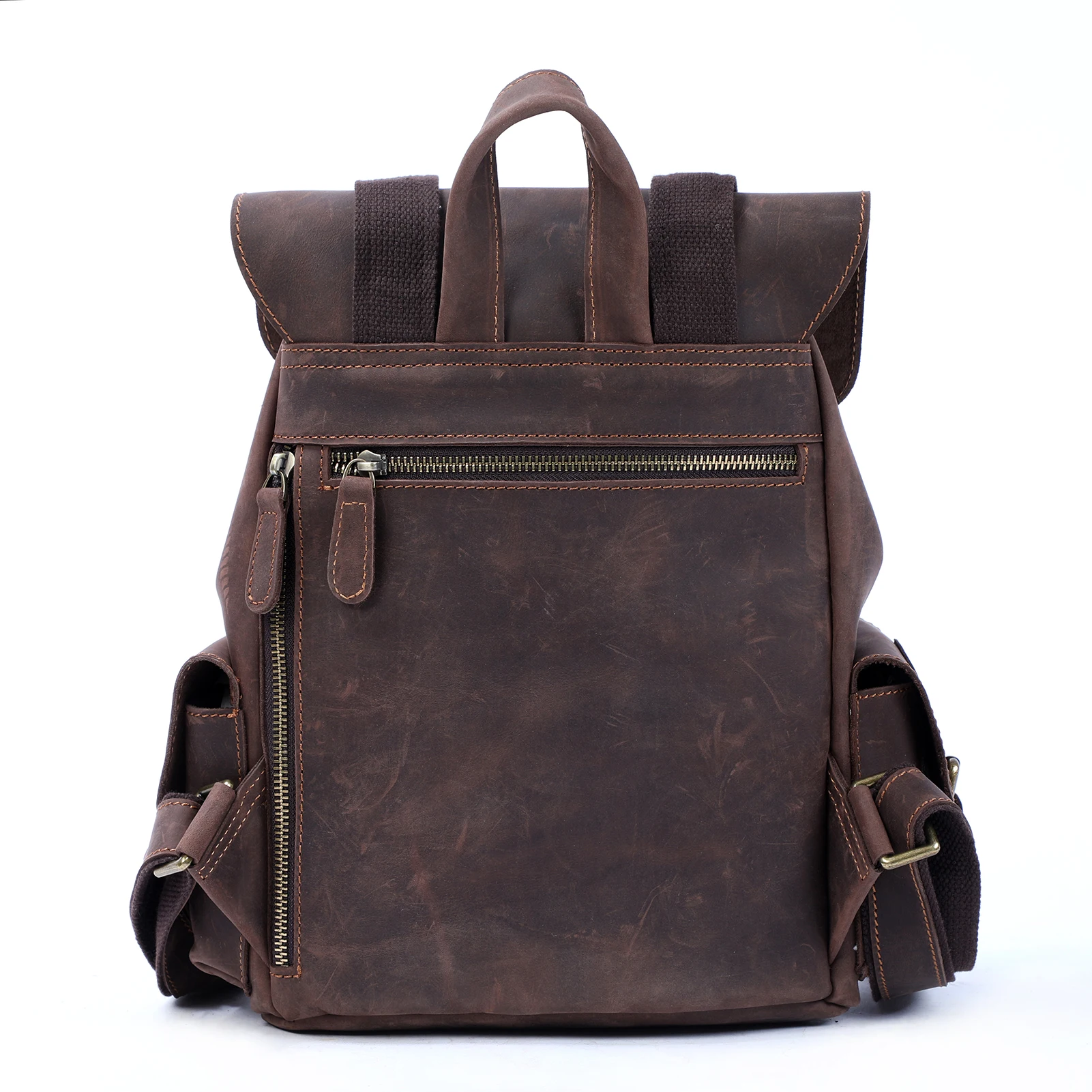 S.WORKER Vintage Echtleder-Rucksack für Damen, Reise-Vintage-Mini-Crazy-Horse-Schultasche, Schultertasche aus Rindsleder – Detail 11