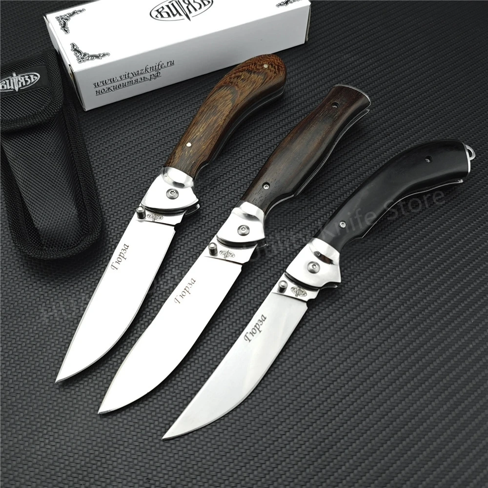 NEW Russian Styles Folding Pocket Knife 440C Blade Ebony Handle Tactical Knives Outdoor EDC Camping Hiking Survival Hunting Tool