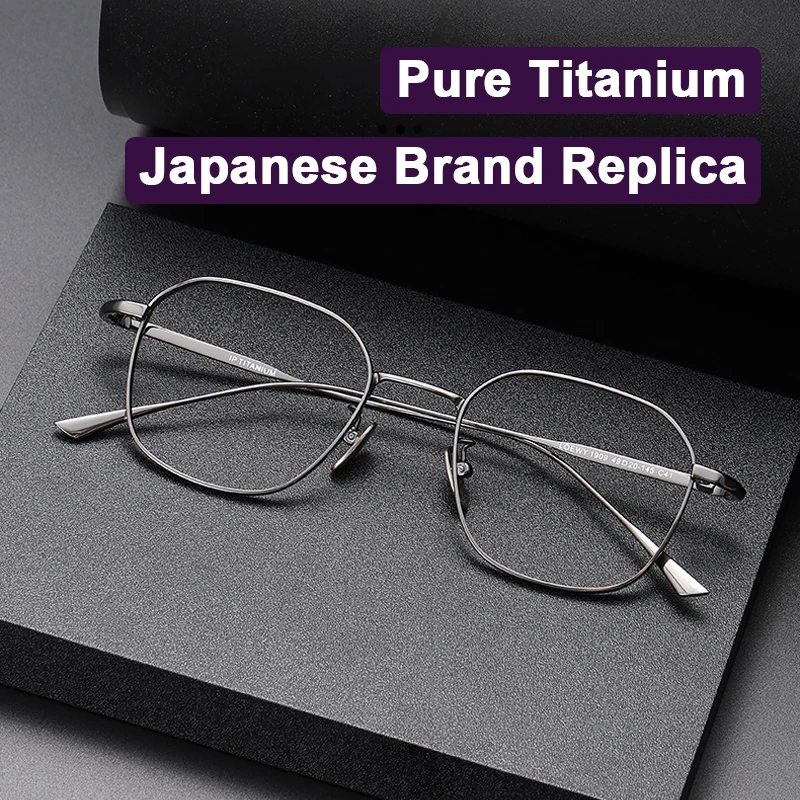 Óculos de Design Poligonal 1909 em Titânio Puro Ultraleve Réplica de Marca Japonesa, Unissex, Retrô, de Luxo para Negócios, para o Mercado Coreano