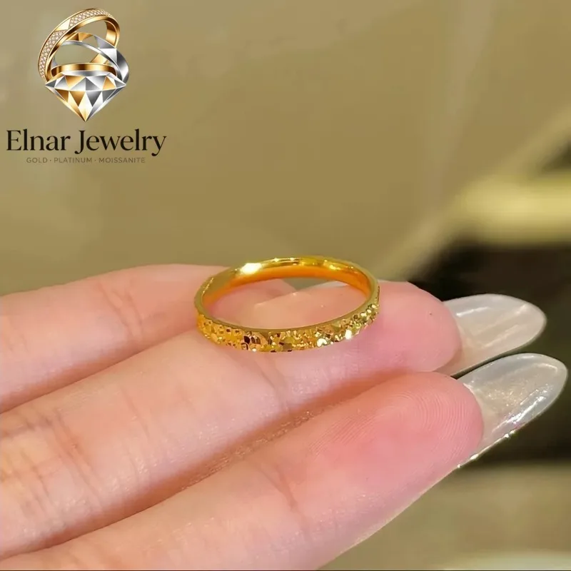 

Elnar Jewelry Luxury 24K 9999 Pure Gold real gold Women's Narrow Version Wide Version Ring Women's Closed Finger Ring
