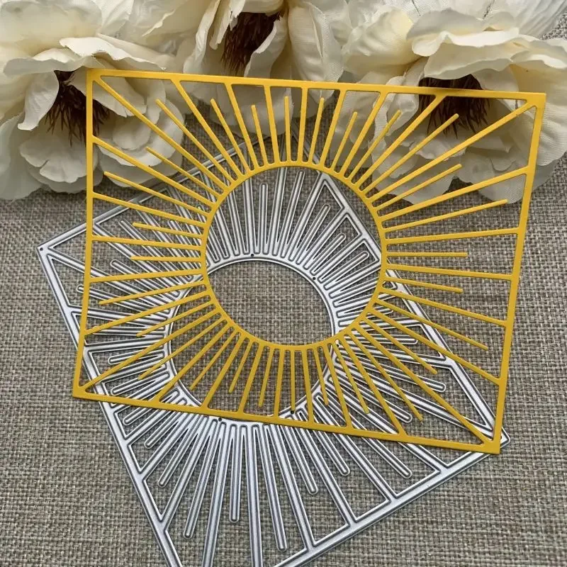 

Sun rays rectangle frame Metal Cutting Dies Stencils For DIY Scrapbooking Decorative Handcraft Die Cutting Template Mold
