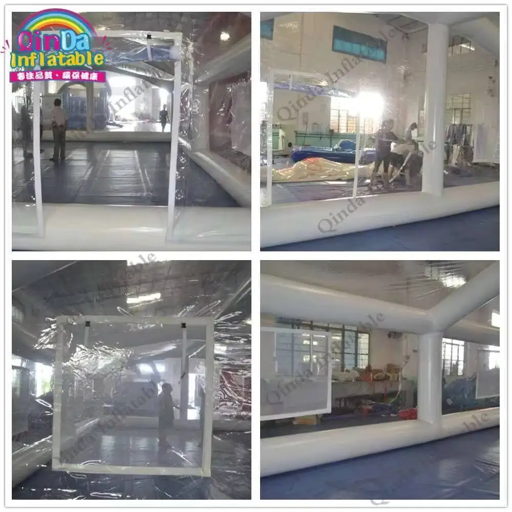 10x5x3.2m opblaasbare plafond bubbeltent doorzichtige PVC koepel opblaasbare zwembadafdekking tent