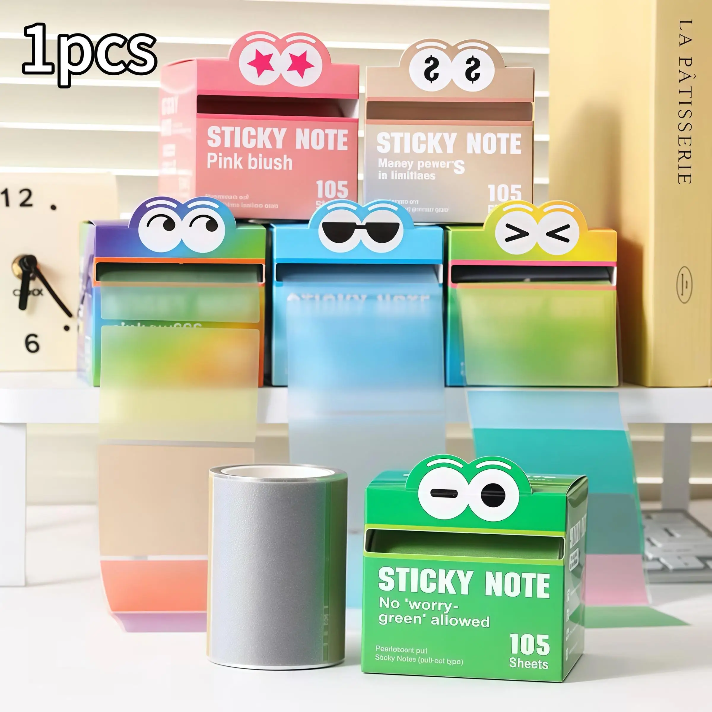 105pcs Convenience Sticker Pullable Memo Pearl Transparent Note Taking School Stationery/Suitable for Four Seasons
