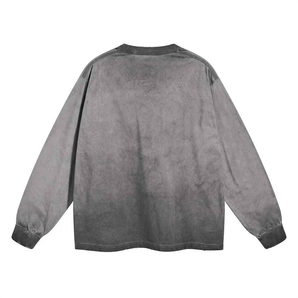 Vintage T-shirt For Men Y2k Grunge Oversize Long Sleeve Tees Goth Women Punk Cotton T Shirts High Street Hip Hop Streetwear Tops