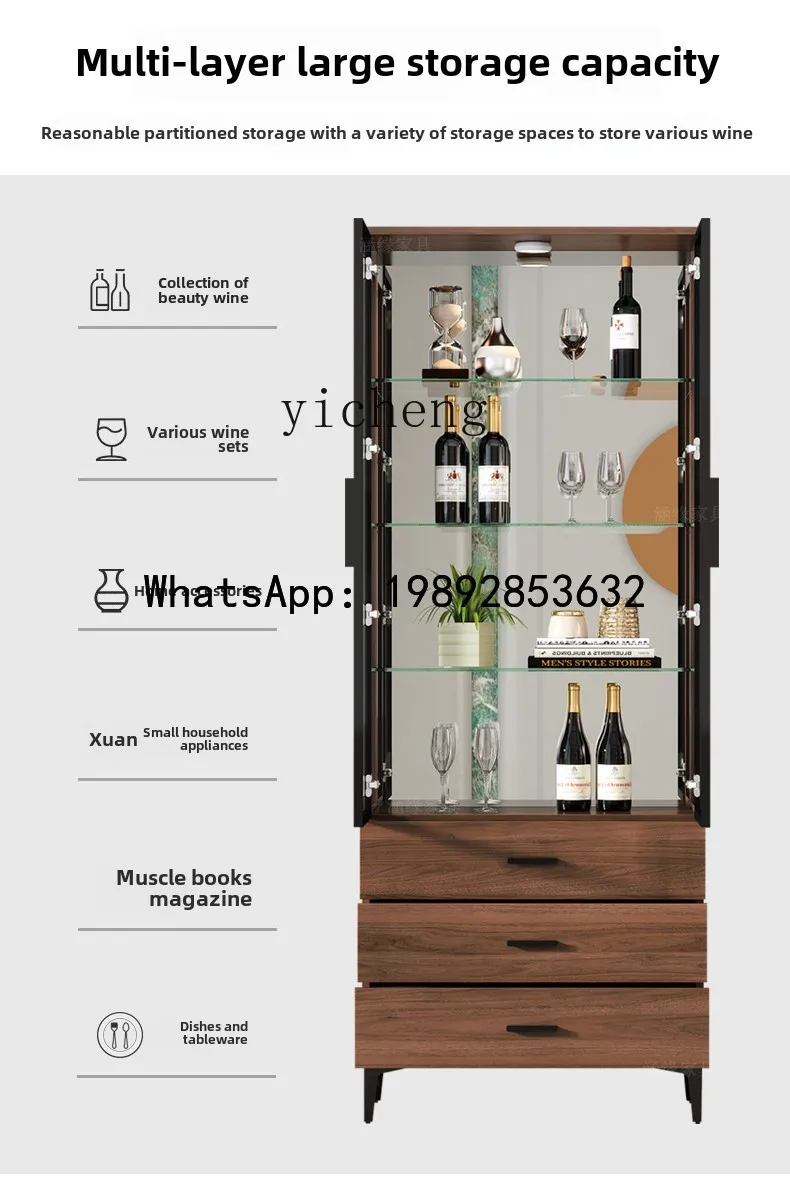 

B-4 glass wine cabinet living room against modern simple household dining side cabinet display storage locker
