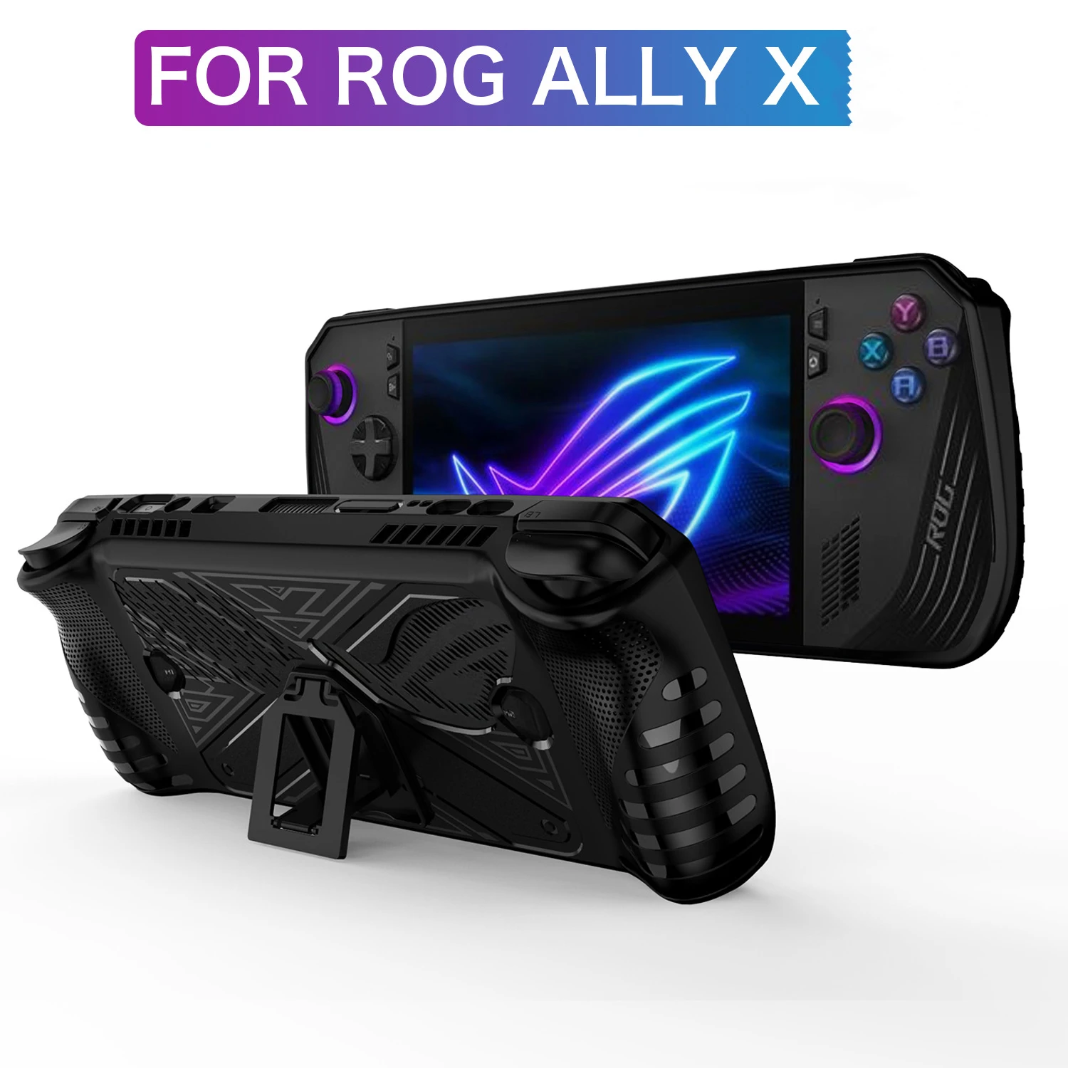 

For ASUS ROG Ally X Case Soft Silicone Shell for Rog Ally X Game Console Stand Cover Shockproof Protective Funda