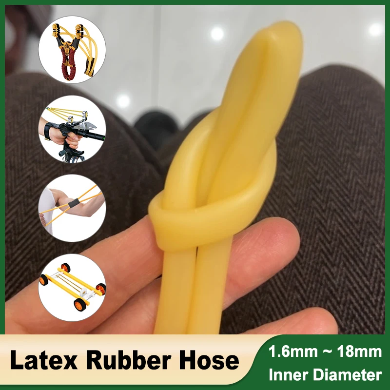 1 - 10m Yellow ID1.6 ~ 18mm Nature Latex Rubber Hose Surgical Medical Speargun Band Elastic Slingshot Catapult Tension Belt Band