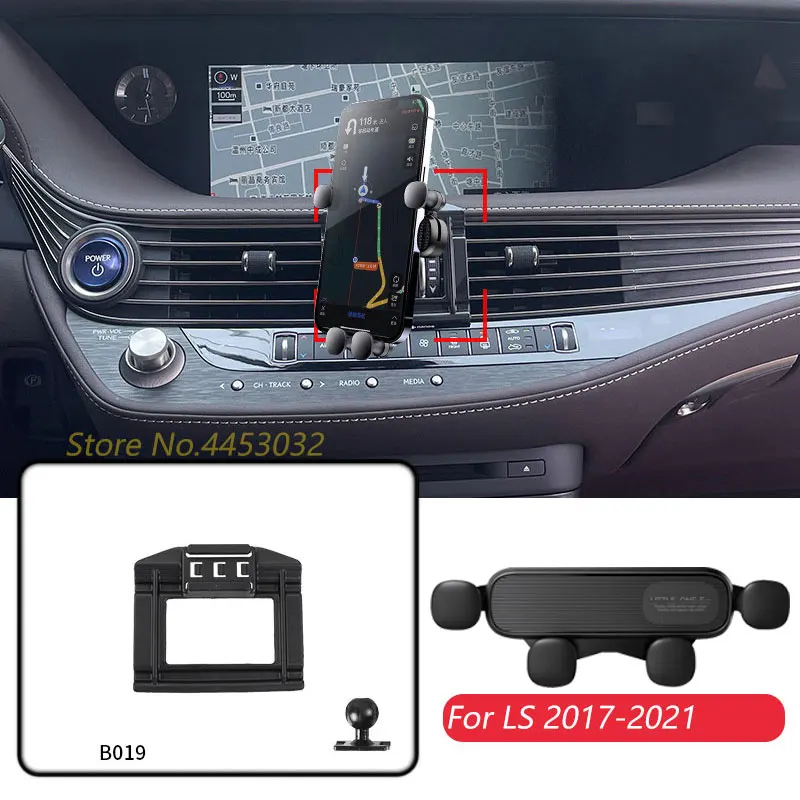 Car Phone Mount For Lexus LS 500h 2017-2024 Gravity Auto-Clamping Phone Stand with Base Horizontal Bracket Accessories