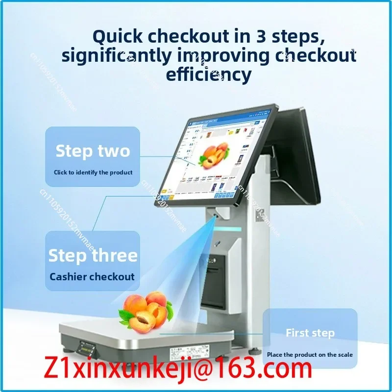Touch Screen Dual Screen Large Scale Electronic Scale, Cooked Food Convenience Store, Fruit Store, Weighing and Payment Machine