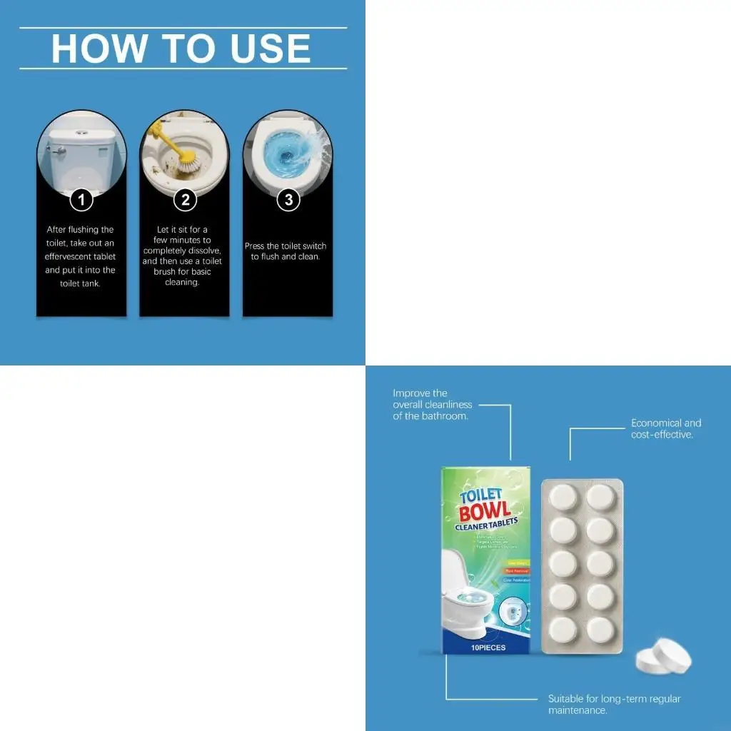 

10pcs Toilet Bowl Cleaner Block Safe Formula Freshness Odor Removal For Stubborn Toilet Bowl