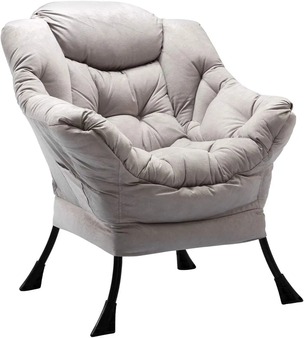 

Comfy Oversized Lounge Chair with Armrests & Side Pocket, Textured Grey Accent Sofa for Living Room or Bedroom