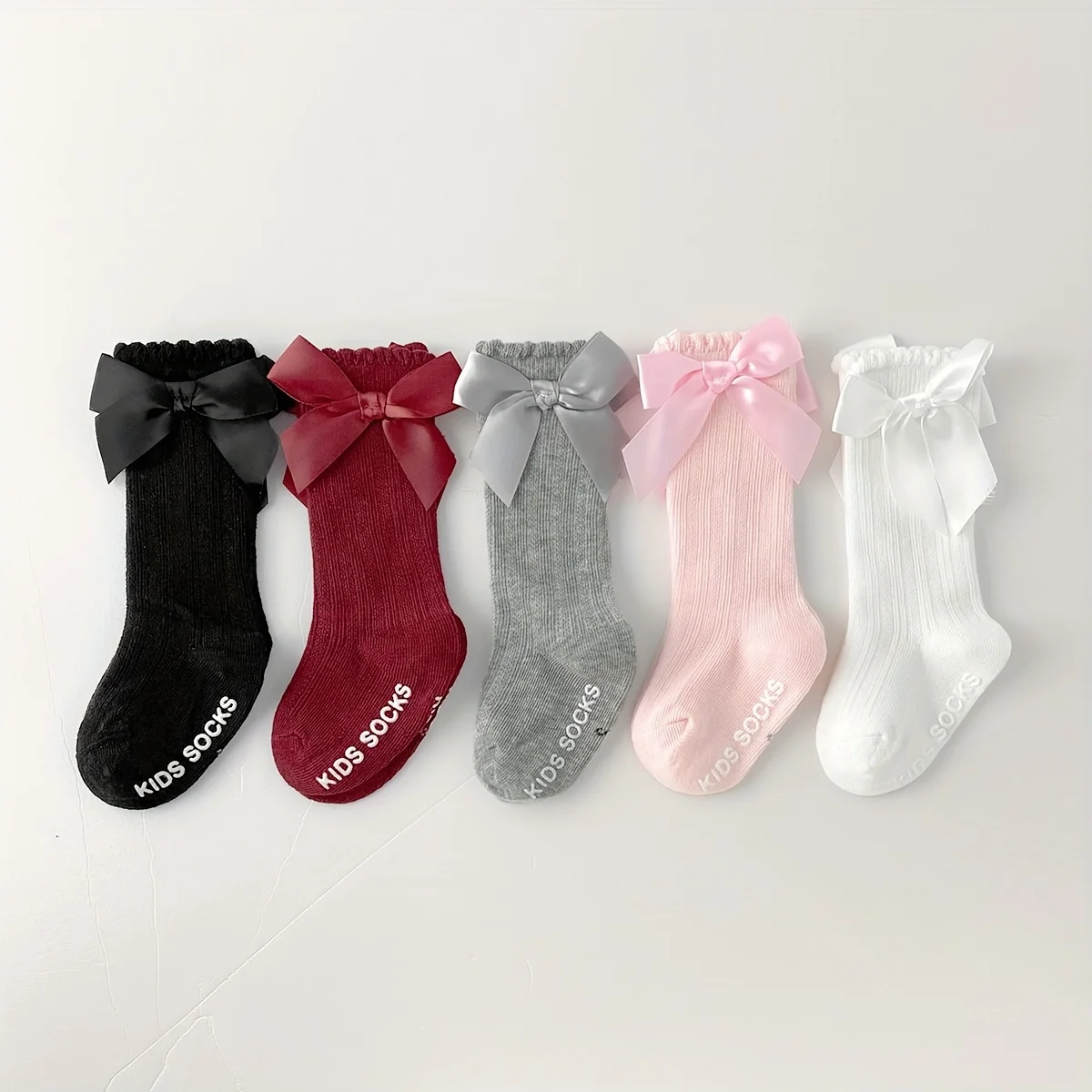 3 Pairs Bow Knee High Fishnet Socks Children Girls Royal Style Baby Toddler Bowknot In Tube Socks.Kid Hollow Out Socks