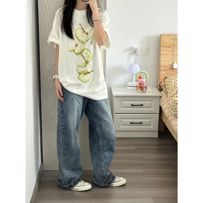 Damenbekleidung, Hemden für Damen, 20205, neuer schicker Druck, lockere T-Shirts, Damen-Baumwolle, O-Ausschnitt