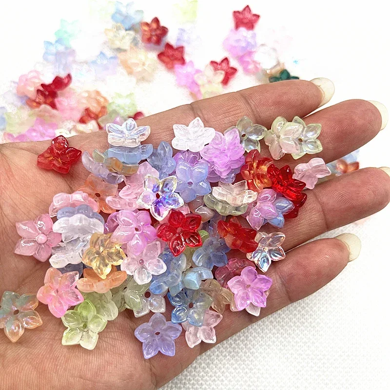 30 Stück 12mm Fünfblättrige Blumen-Lampwork-Perlenkappen Glas-Abstandhalterperlen für Schmuckherstellung DIY-Zubehör Haarnadeln – Detail 1