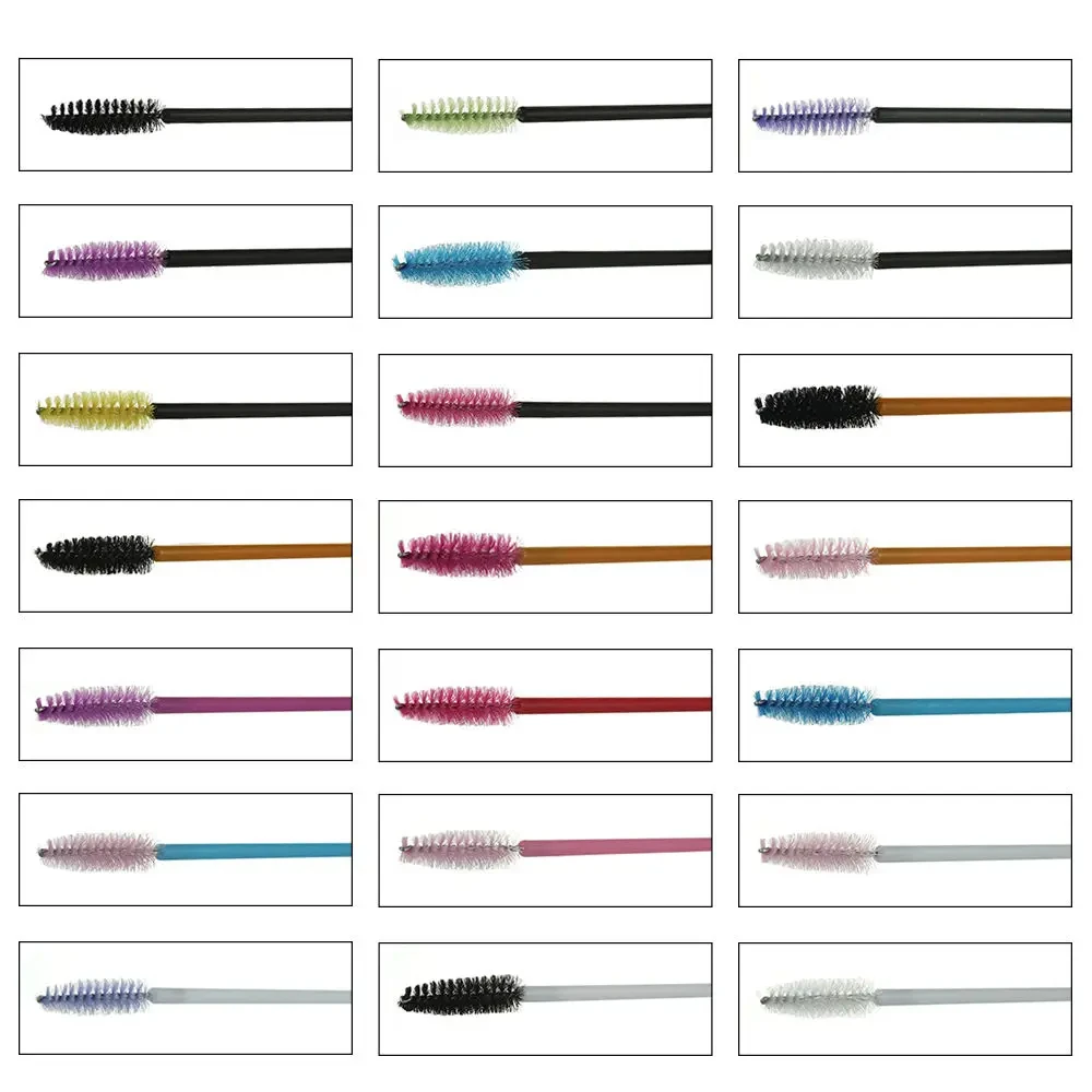 50개 맞춤형 로고 도매 속눈썹 연장 마스카라 스풀리 클리닝 브러쉬 일회용 속눈썹 브러쉬 클리너 홀더 박스 포함